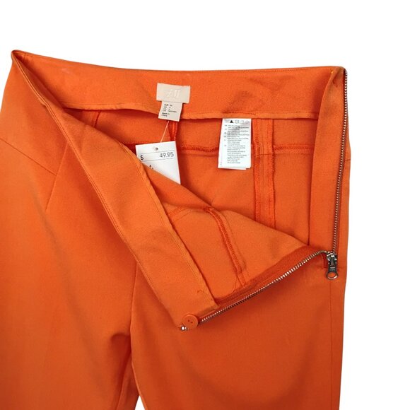 H&M Dressy Pants Size 6 Orange Side Shown Silver Zipper No pockets Slim Leg NWT - Picture 3 of 9